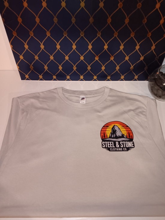 steel & stone clothing co Other - Steel & Stone Men's Short Sleeve Tee - Light Gray with Mountain Logo & Cross